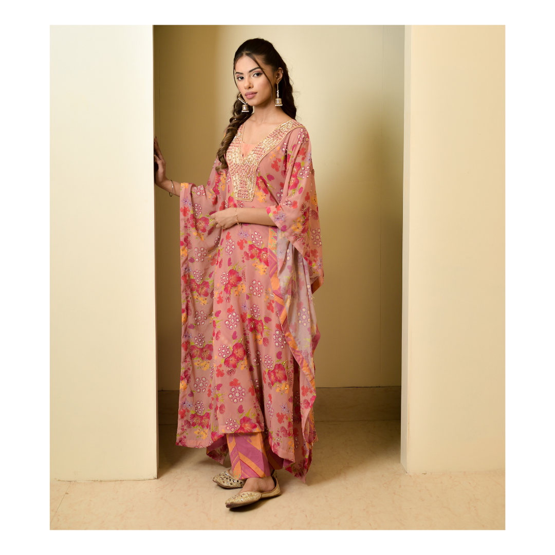 Suhana Peach Kaftan Set