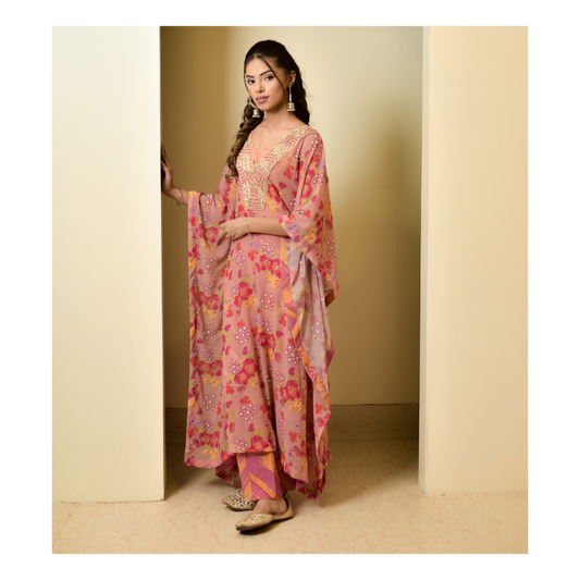 Suhana Peach Kaftan Set