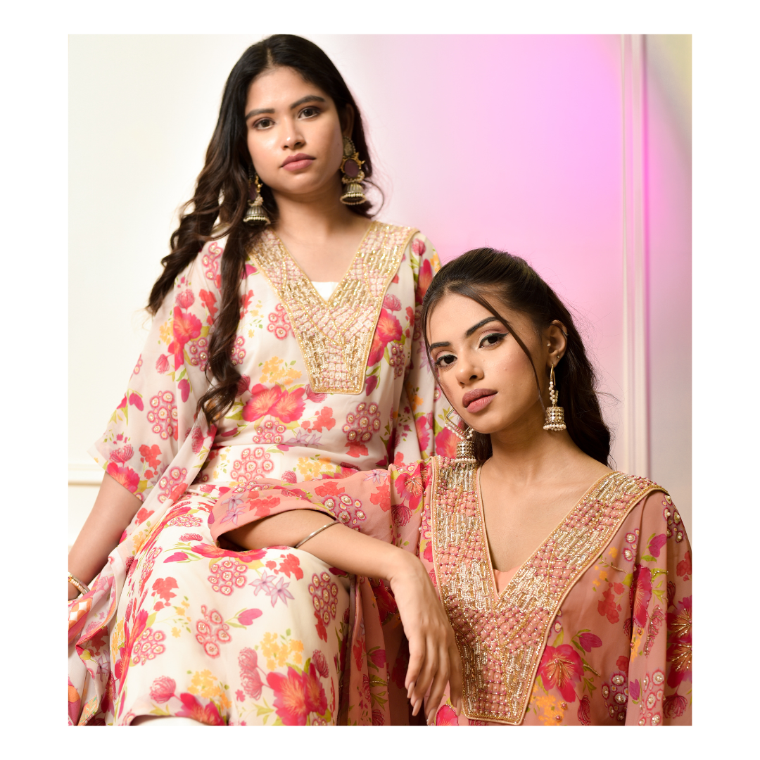 Suhana Peach Kaftan Set