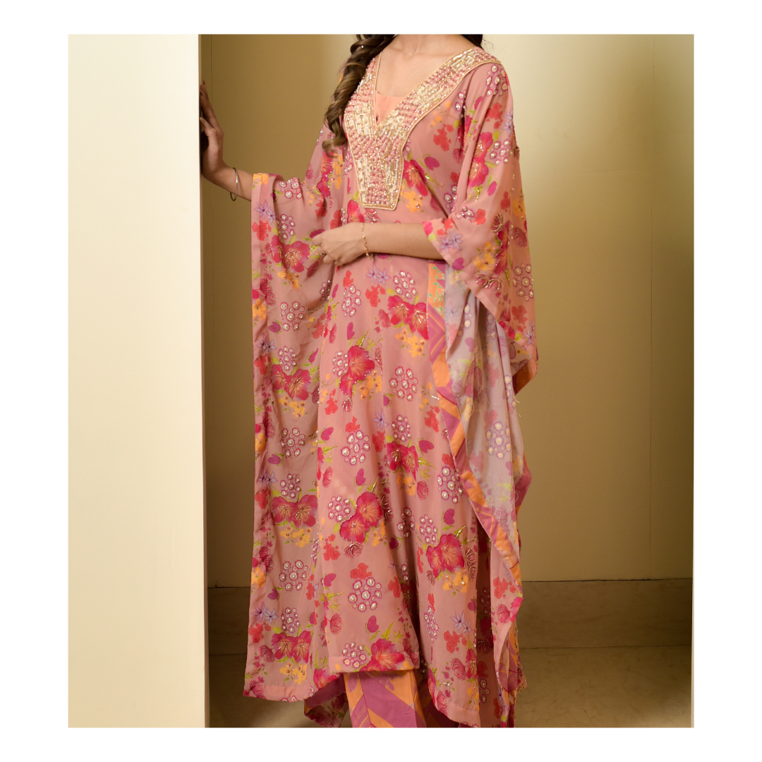 Suhana Peach Kaftan Set